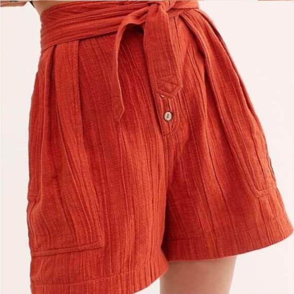 Free People High Waisted Shirts Burnt Orange Tie New Small - Picture 10 of 10